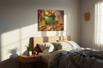 Golden Dreams of Fortune fortune canvas print, displayed in a bedroom