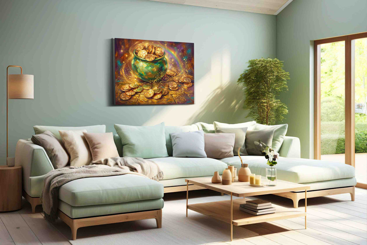 Golden Dreams of Fortune fortune canvas print, hanging on wall