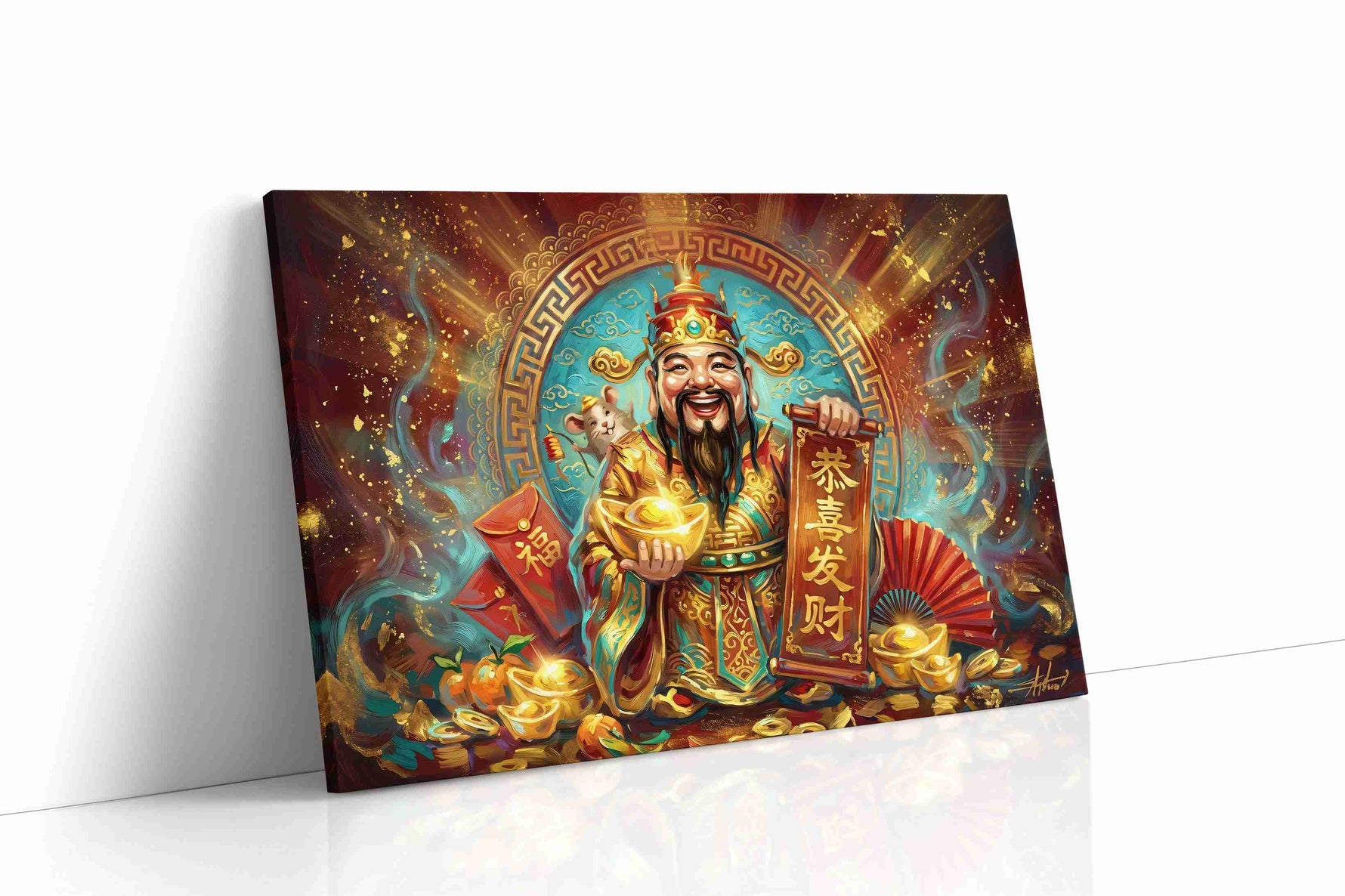 Golden Prosperity Celebration fortune canvas print gallery-wrapped landscape canvas studio shot