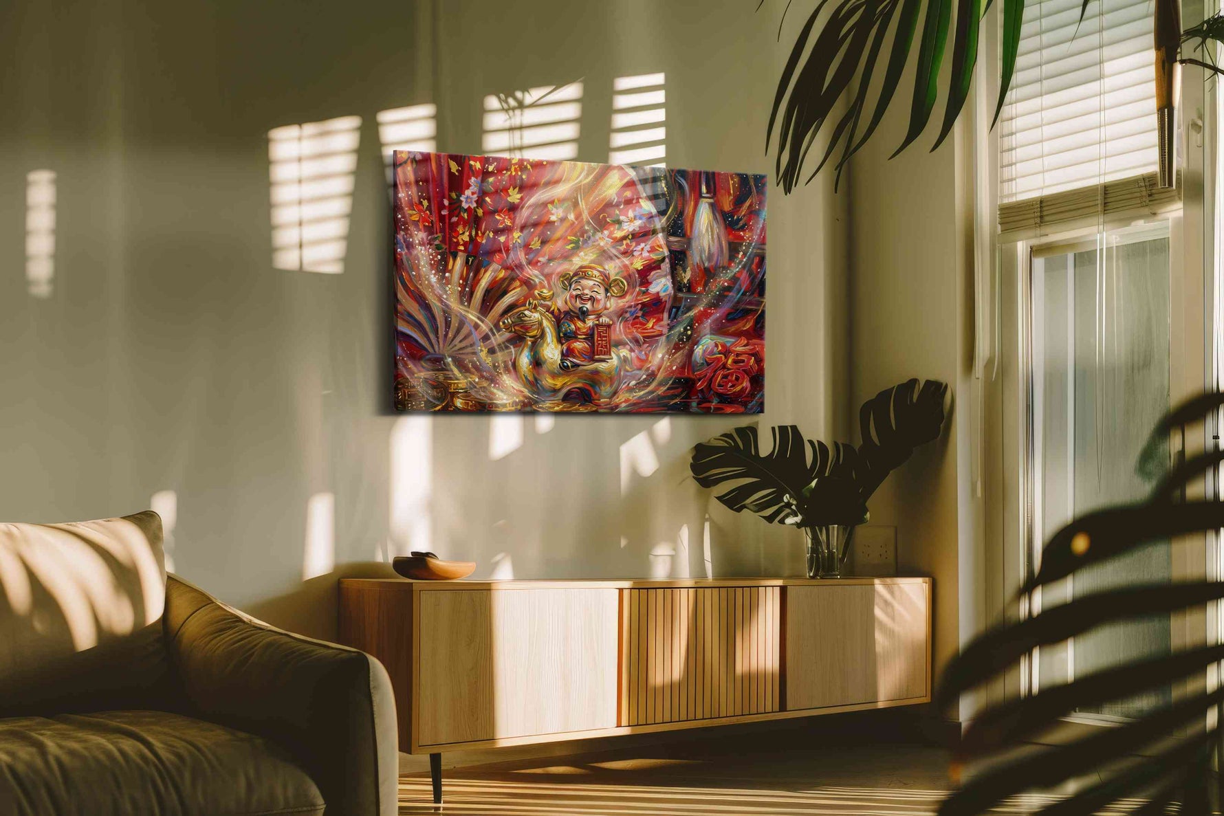 Golden Prosperity Festival fortune canvas print, hanging on wall