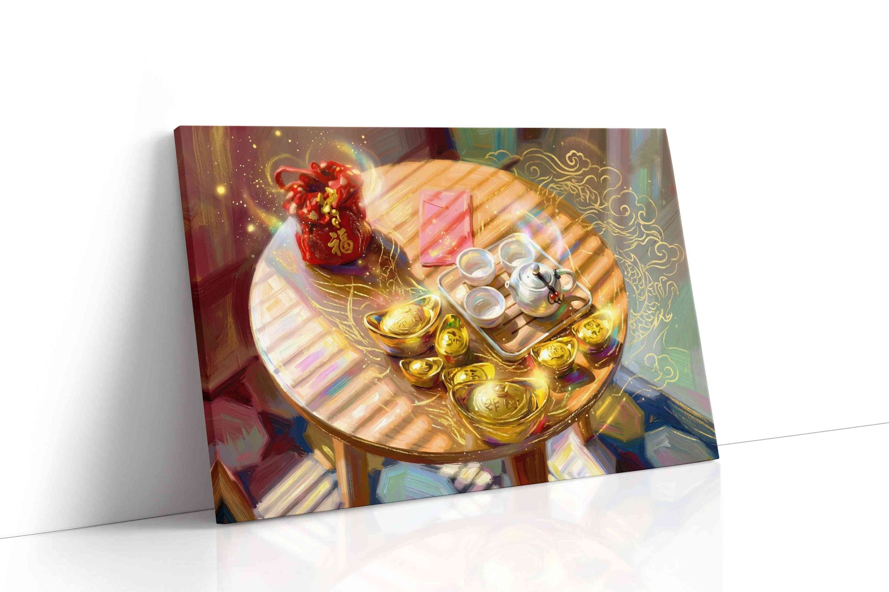Golden Reverie of Prosperity fortune canvas print gallery-wrapped landscape canvas studio shot