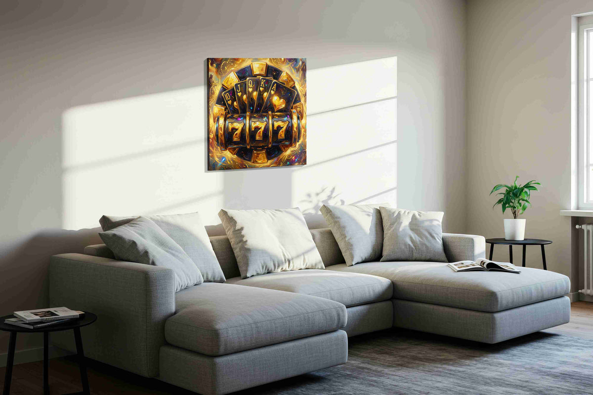 Jackpot Visions fortune canvas print, displayed in a living room