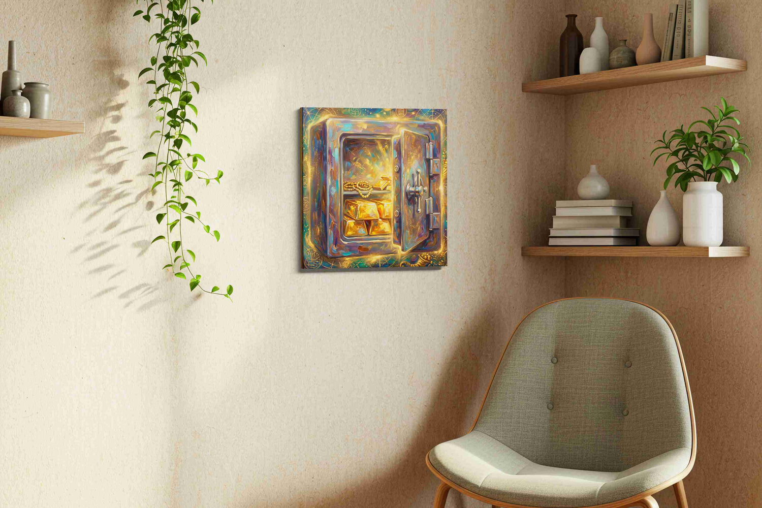 Treasure Vault of Dreams – fortune canvas wall art, gallery-wrapped, ready to hang