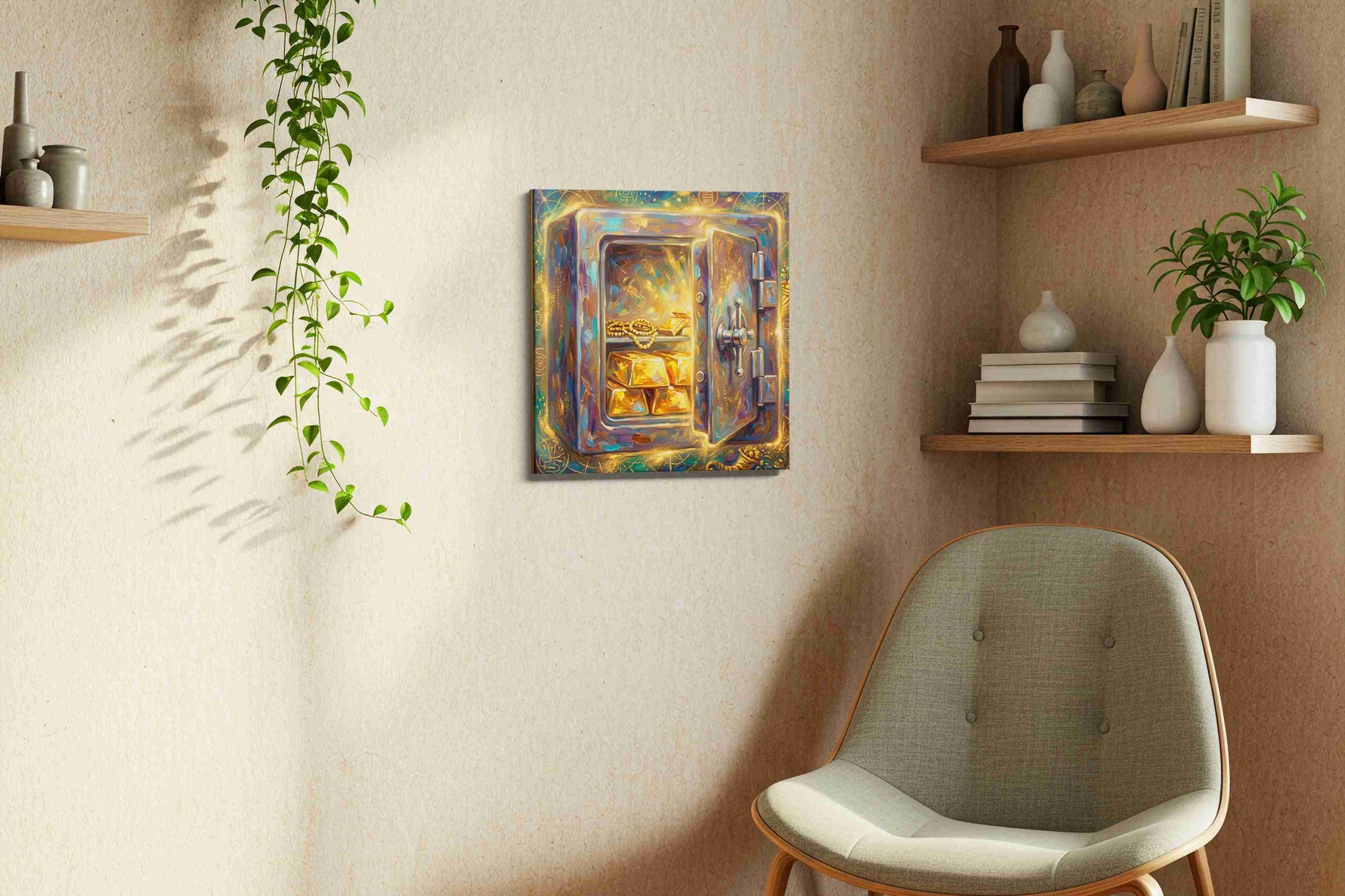 Treasure Vault of Dreams – fortune canvas wall art, gallery-wrapped, ready to hang