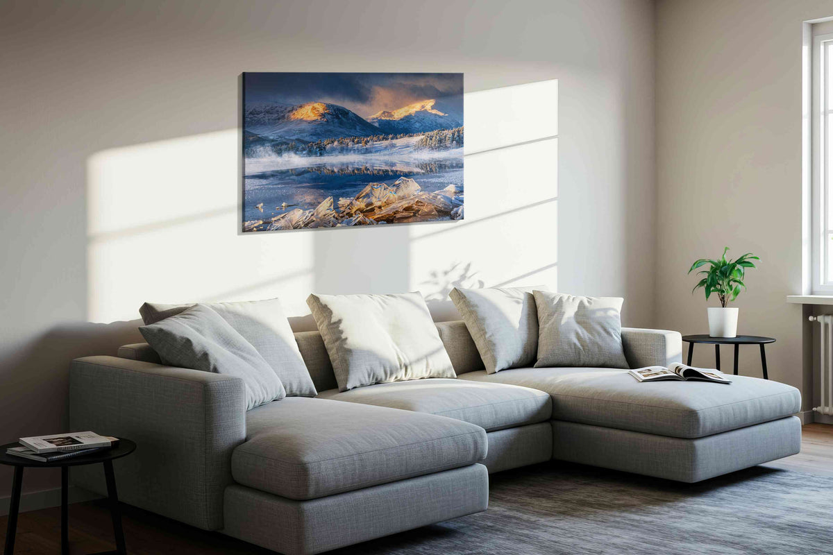 Ethereal Winter Serenity winter canvas print in a living room scene