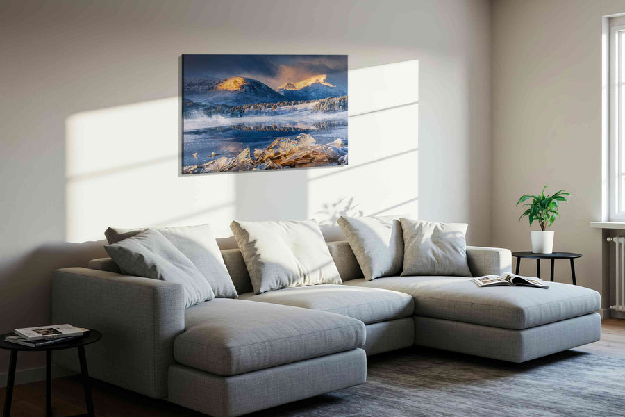 Ethereal Winter Serenity winter canvas print in a living room scene