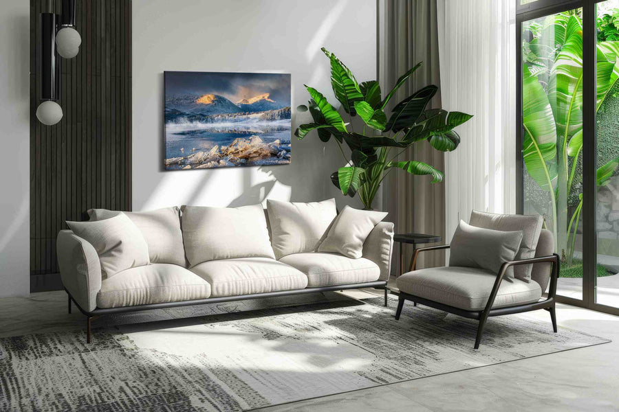 Ethereal Winter Serenity winter canvas print, on wall, lifestyle preview