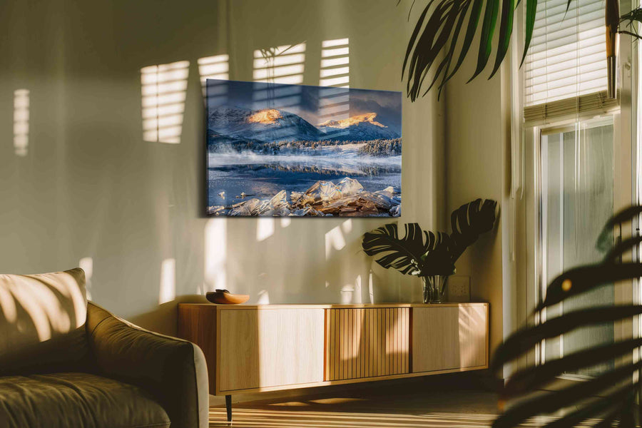 Ethereal Winter Serenity winter canvas print in a hung canvas mockup
