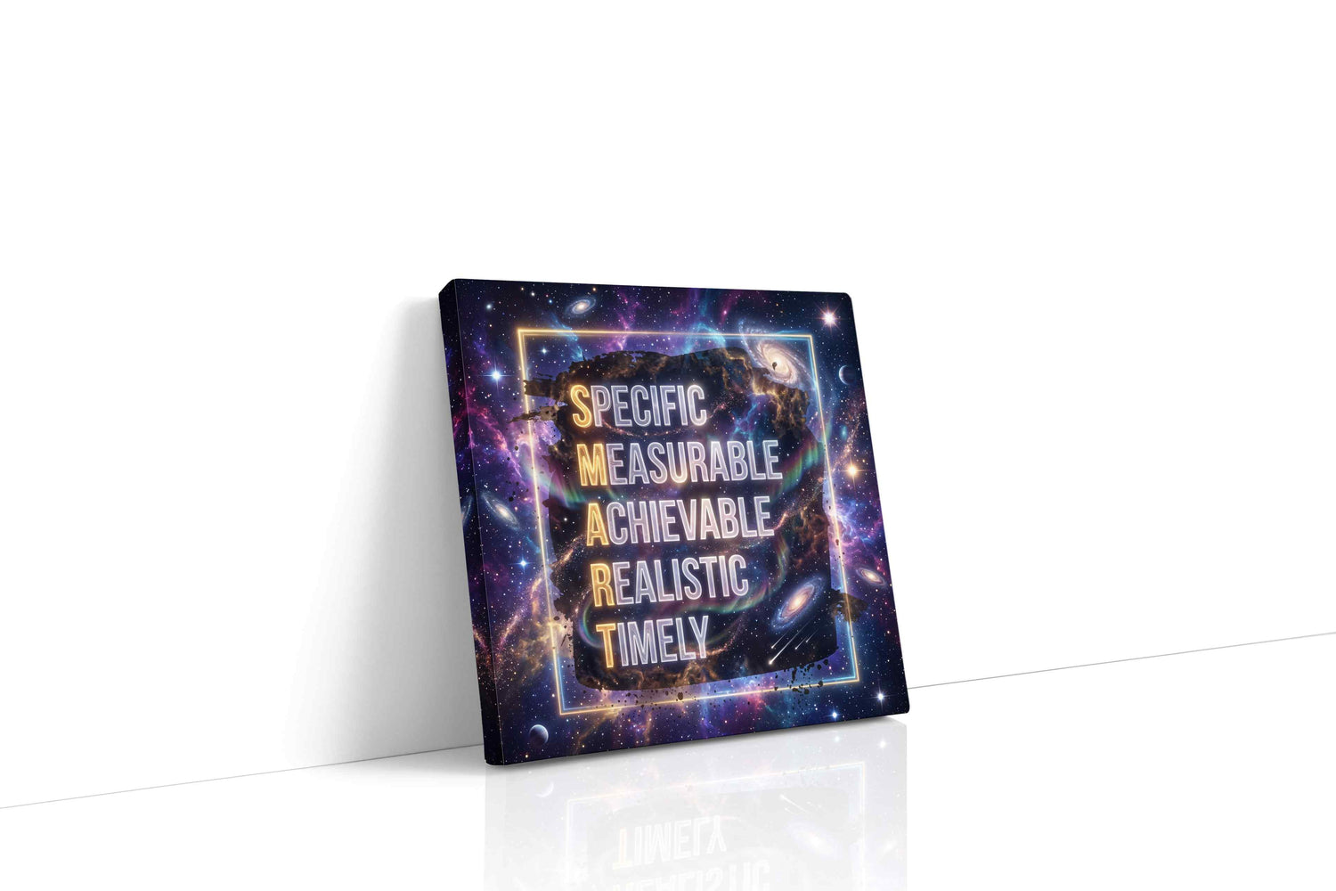 Cosmic Ambitions motivational canvas print, gallery-wrapped, ready to hang