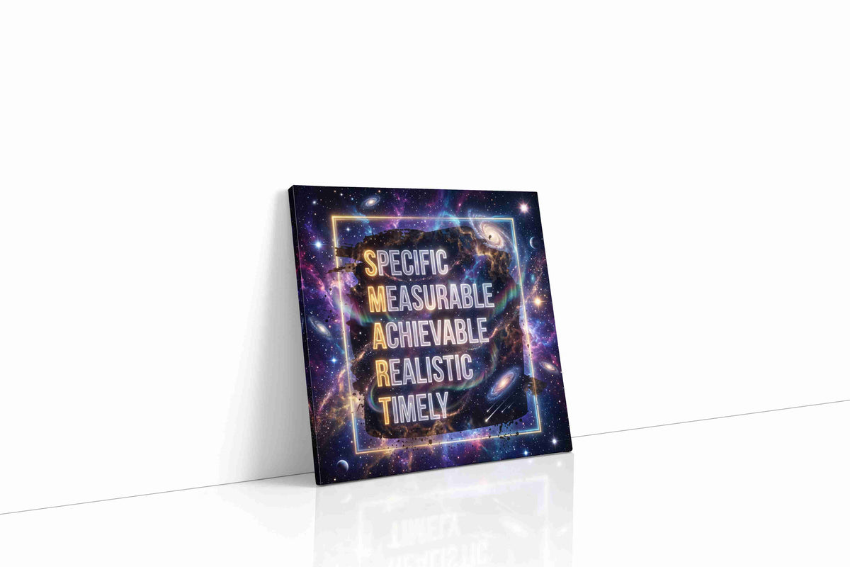 Cosmic Ambitions motivational canvas print gallery-wrapped square canvas studio shot