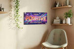 Cosmic Positivity motivational canvas print, displayed in a living room