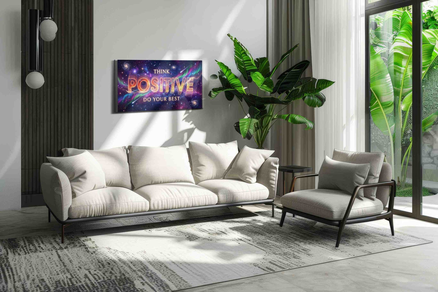 Cosmic Positivity motivational canvas print, on wall, lifestyle preview