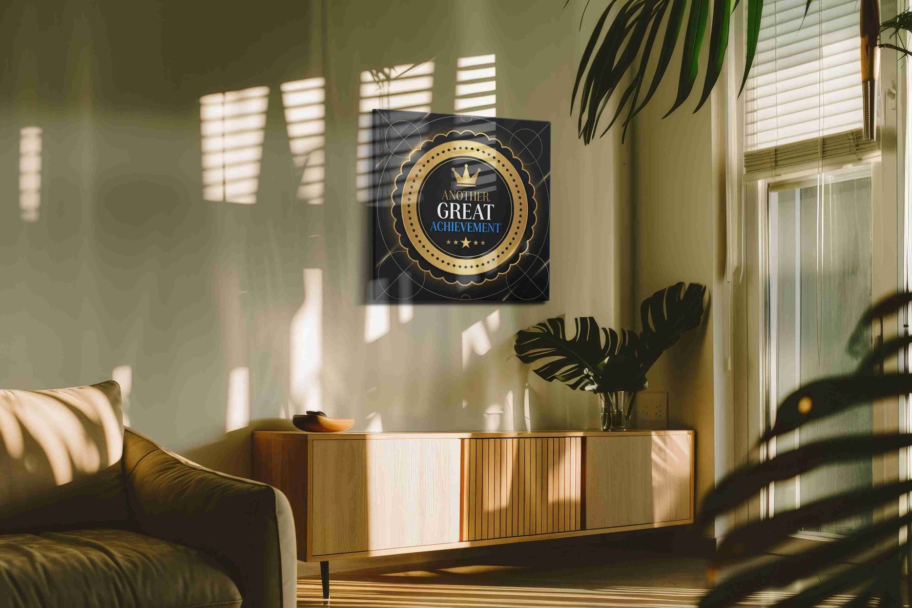 Crown of Triumph motivational canvas print in a contemporary interior mockup