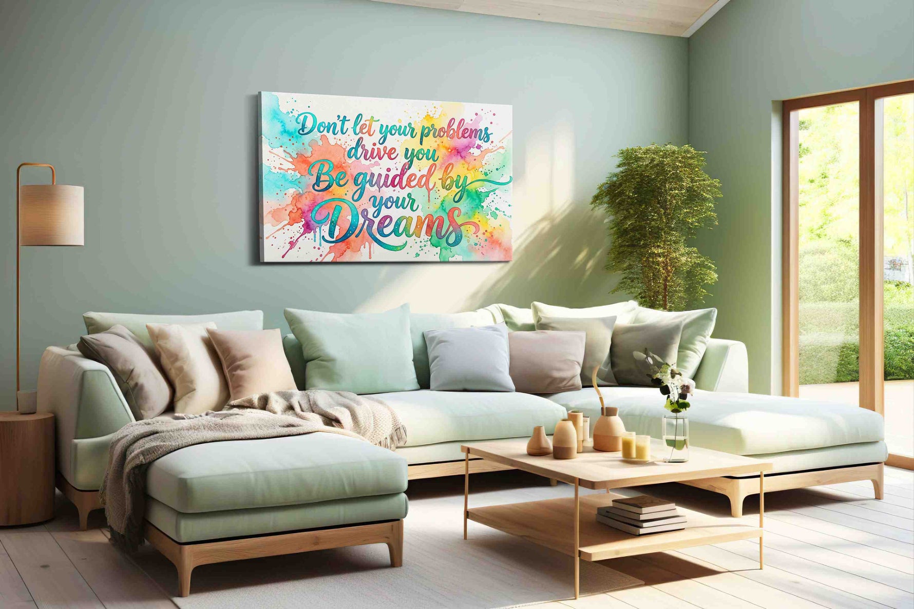 Dreamscape Inspirations motivational canvas print, hanging on wall