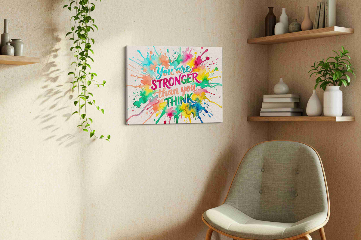 Explosion of Encouragement motivational canvas print, displayed in a living room