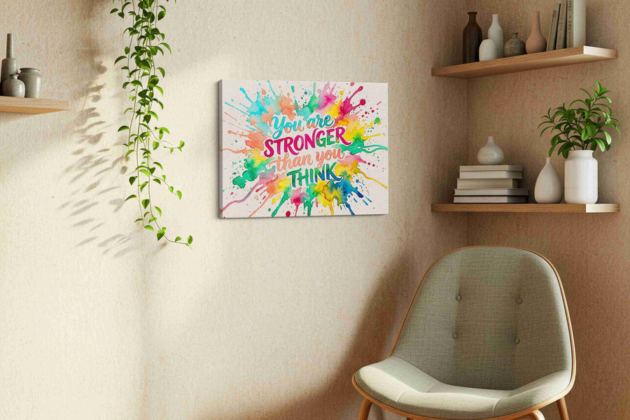 Explosion of Encouragement motivational canvas print, displayed in a living room