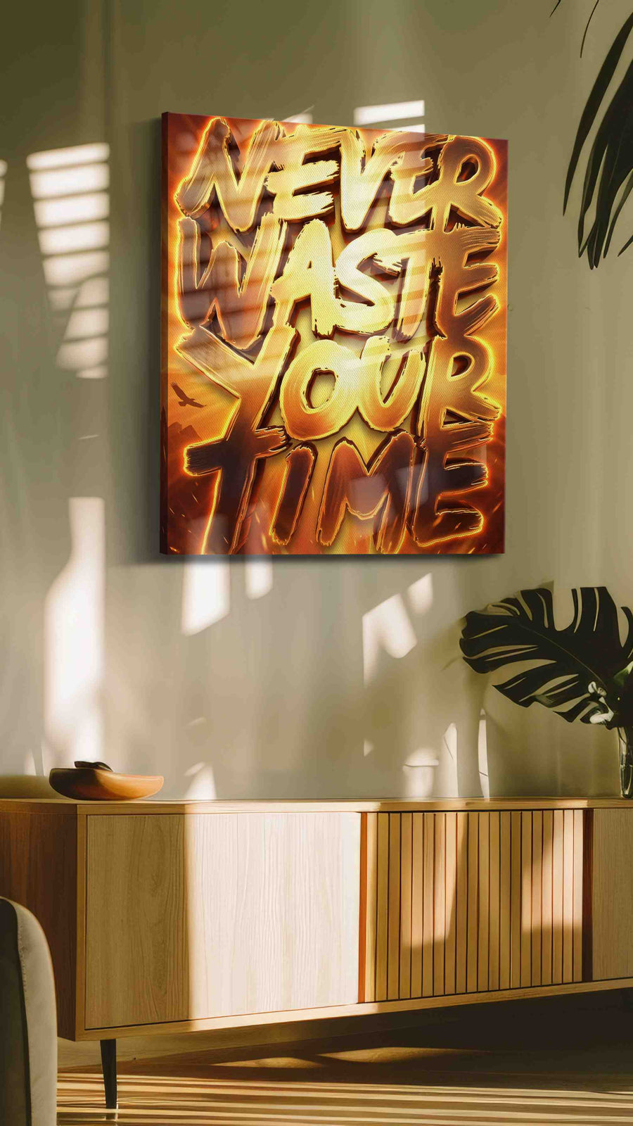 Fiery Words of Wisdom motivational canvas print, on wall, lifestyle preview