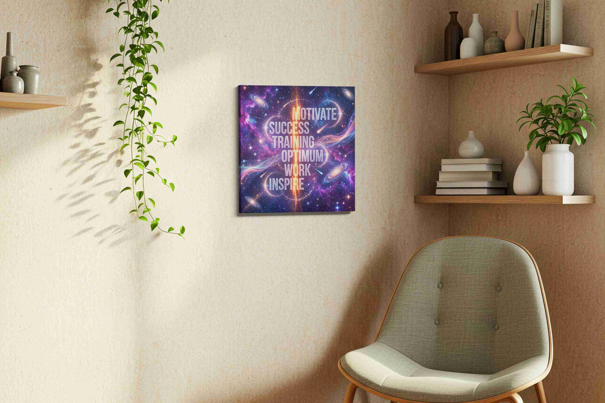 Galactic Inspiration motivational canvas print in a living room scene