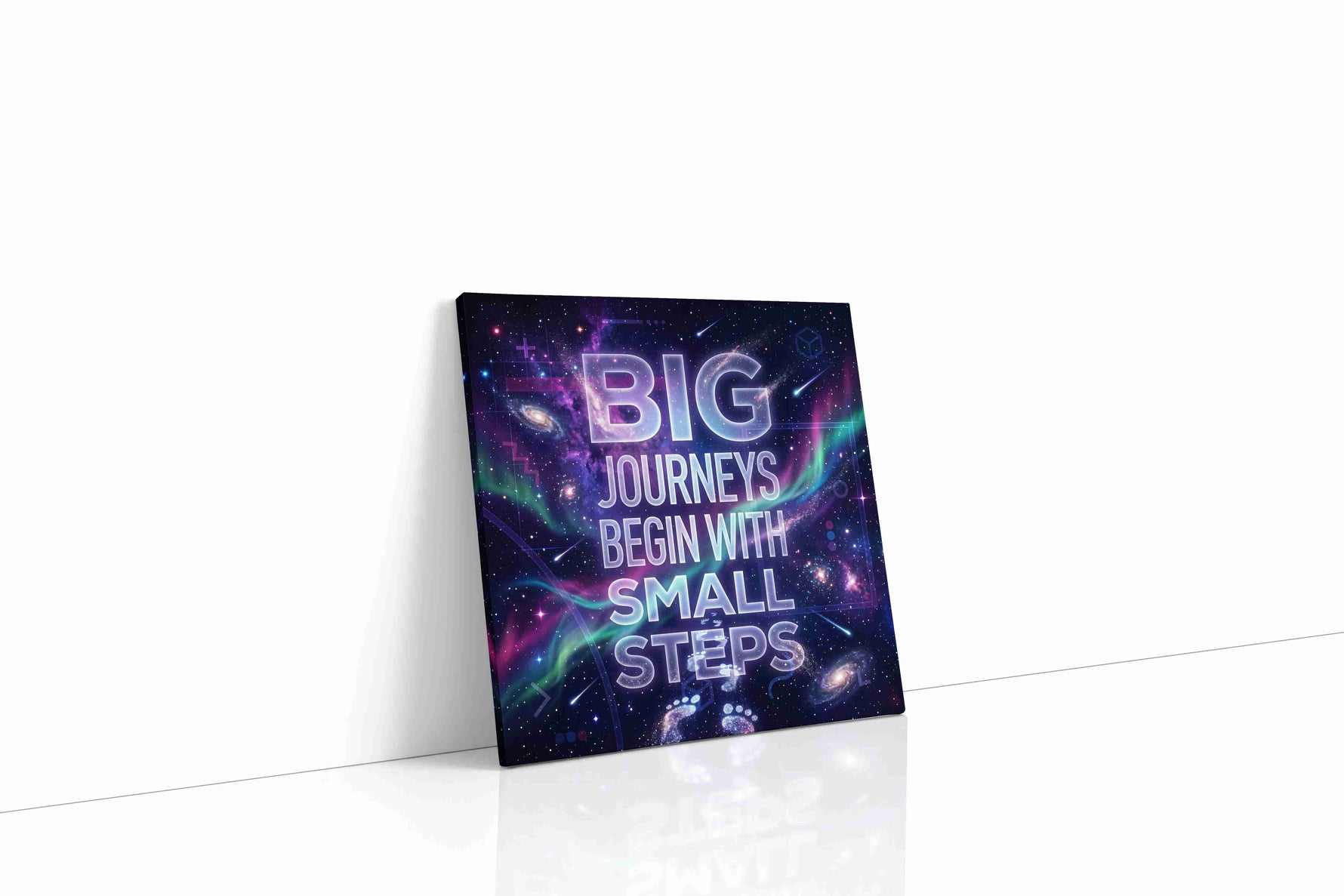 Galactic Journey of Dreams motivational canvas print gallery-wrapped square canvas studio shot