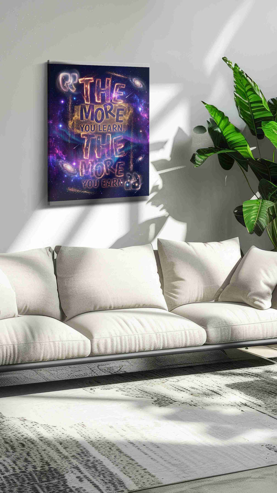 Galactic Wisdom motivational canvas print, on wall, lifestyle preview