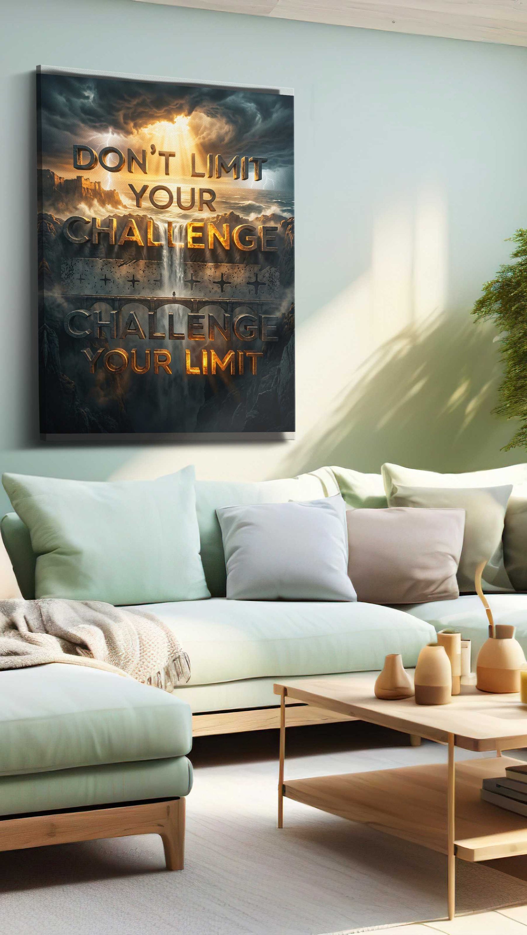 Limitless Horizons motivational canvas print, hanging on wall