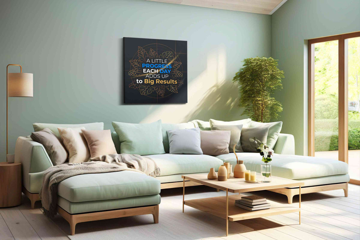 Momentum of Growth motivational canvas print, hanging on wall