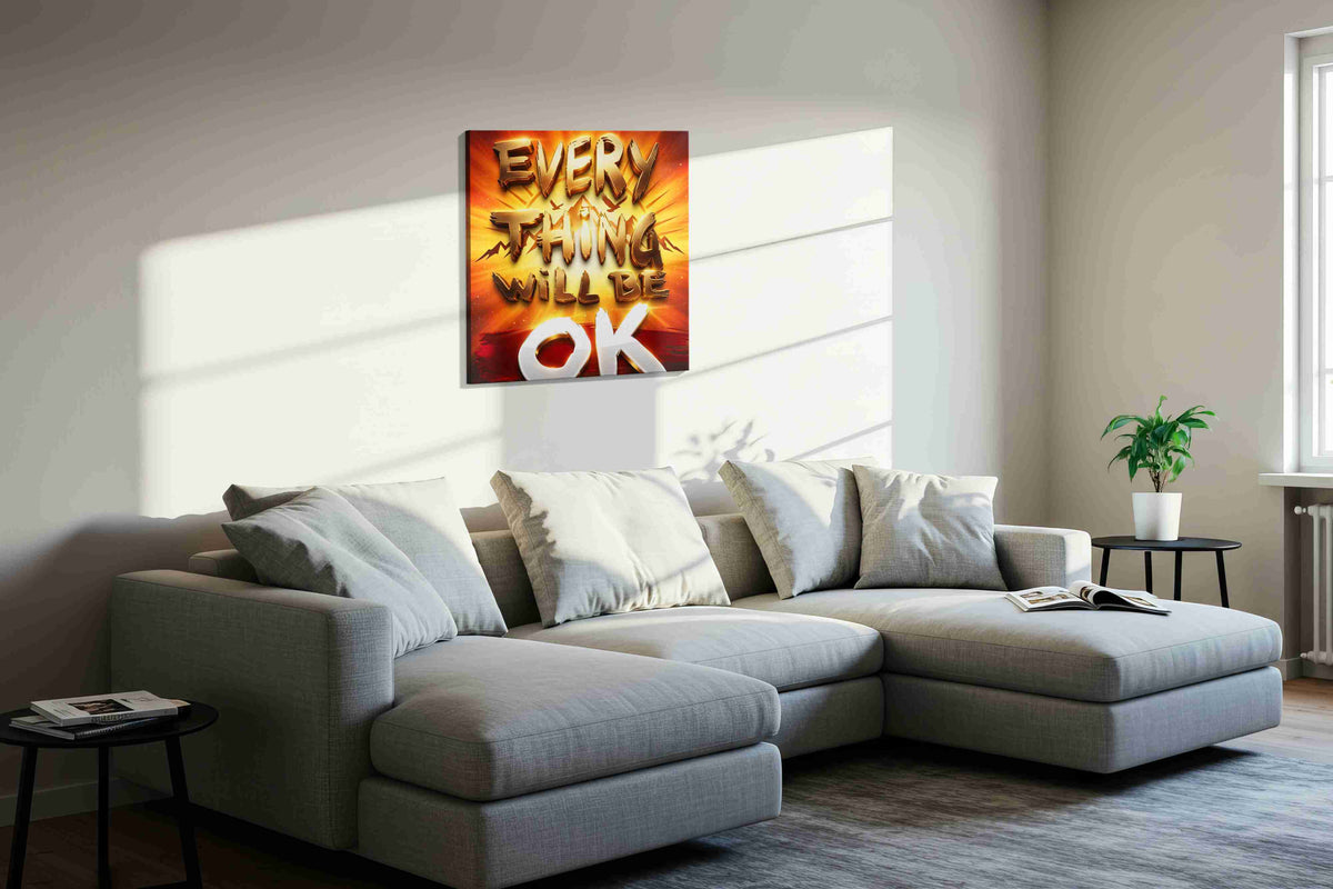 Radiant Positivity motivational canvas print in a living room scene