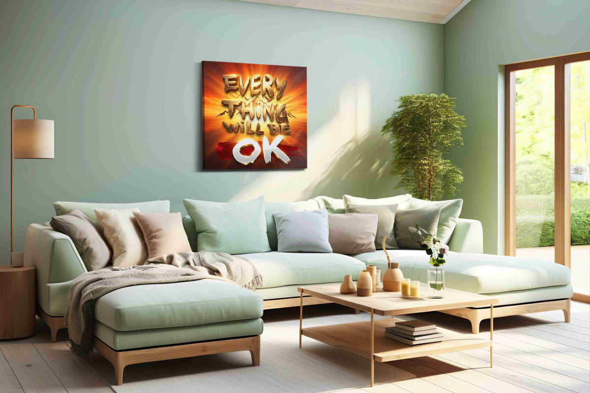 Radiant Positivity motivational canvas print, hanging on wall