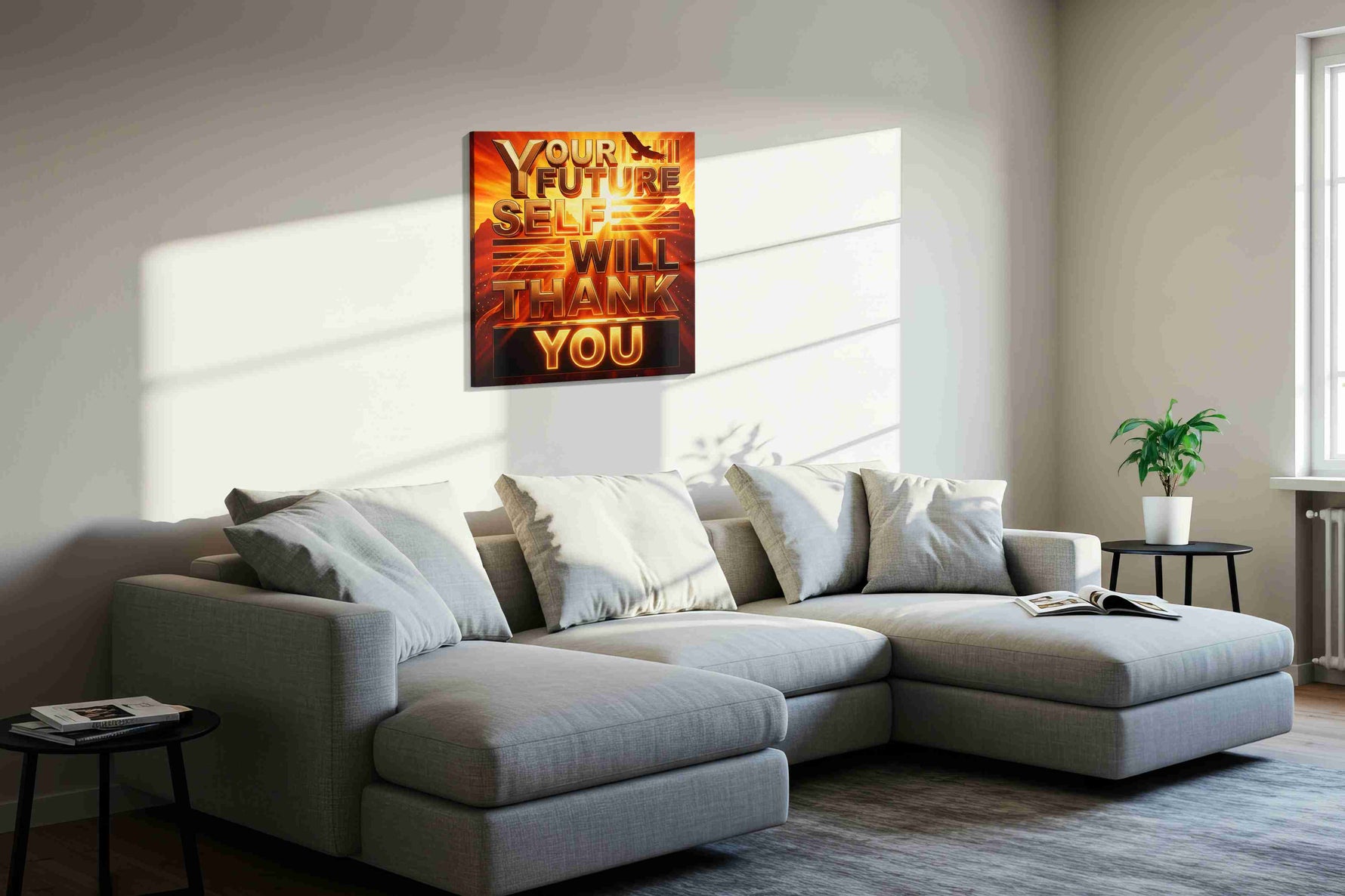 Rising Phoenix Motivation motivational canvas print in a living room scene