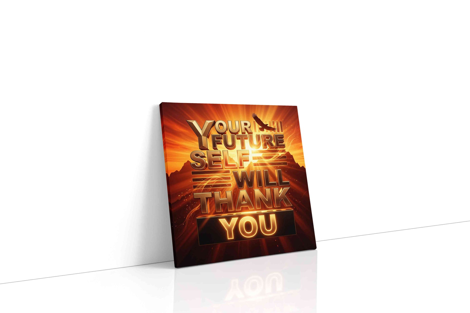 Rising Phoenix Motivation motivational canvas print gallery-wrapped square canvas studio shot