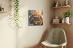 Sunlit Inspiration Peaks motivational canvas print, displayed in a living room