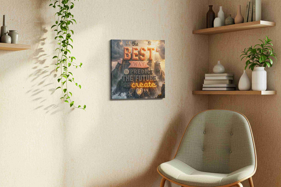 Sunlit Inspiration Peaks motivational canvas print, displayed in a living room