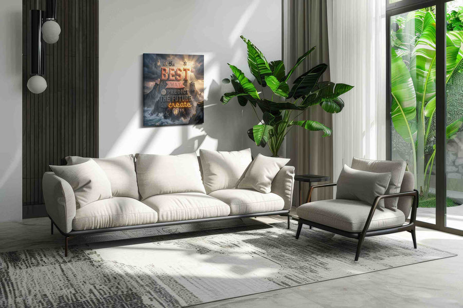 Sunlit Inspiration Peaks motivational canvas print in a hung canvas mockup
