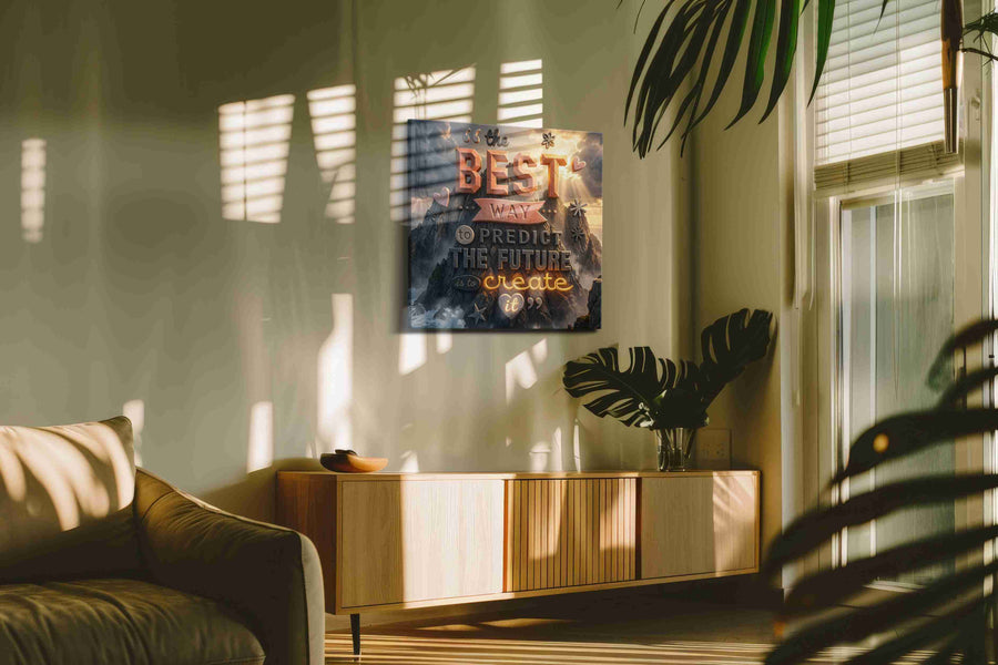 Sunlit Inspiration Peaks motivational canvas print, on wall, lifestyle preview