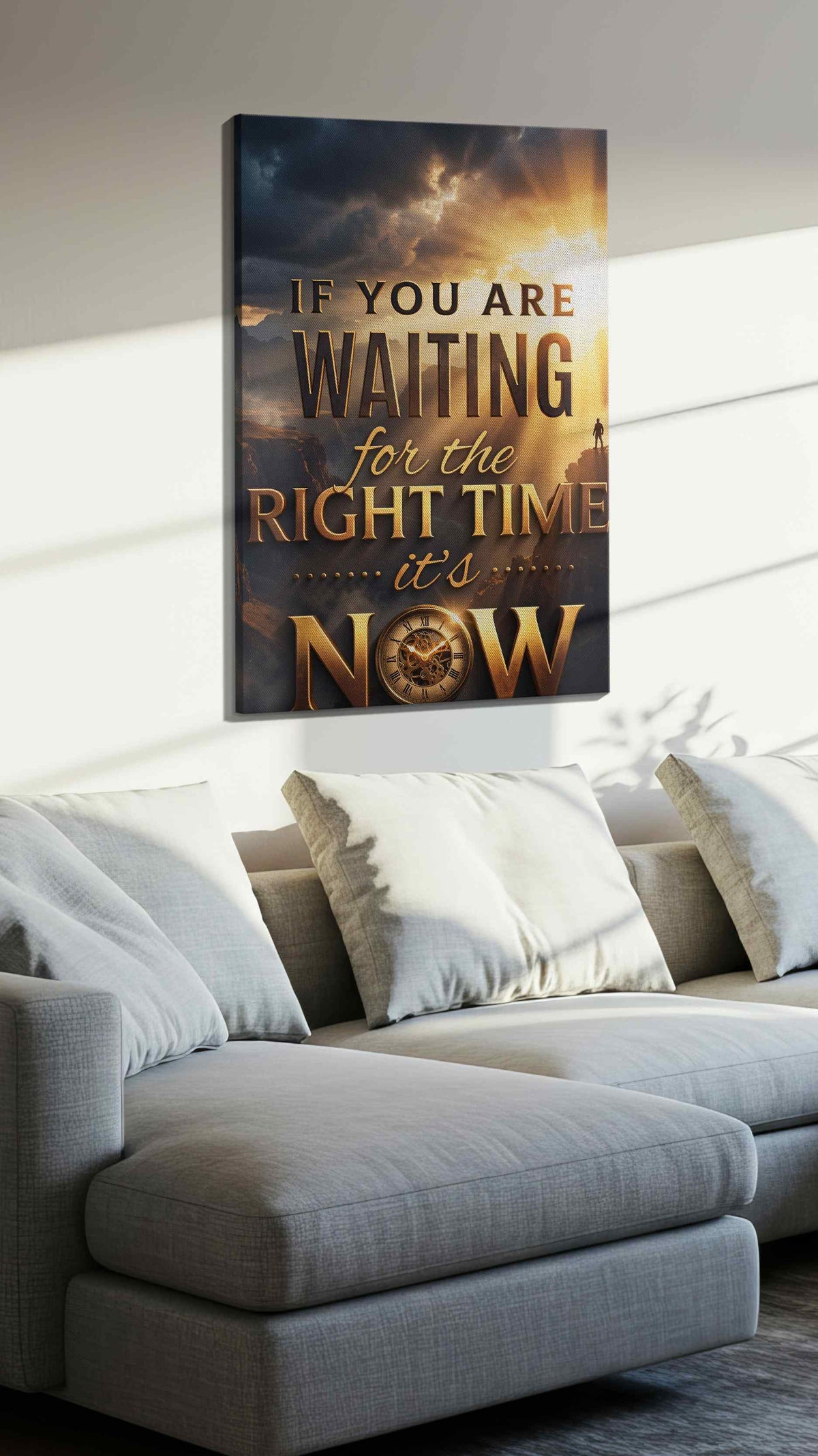 Sunlit Pursuit motivational canvas print, displayed in a living room