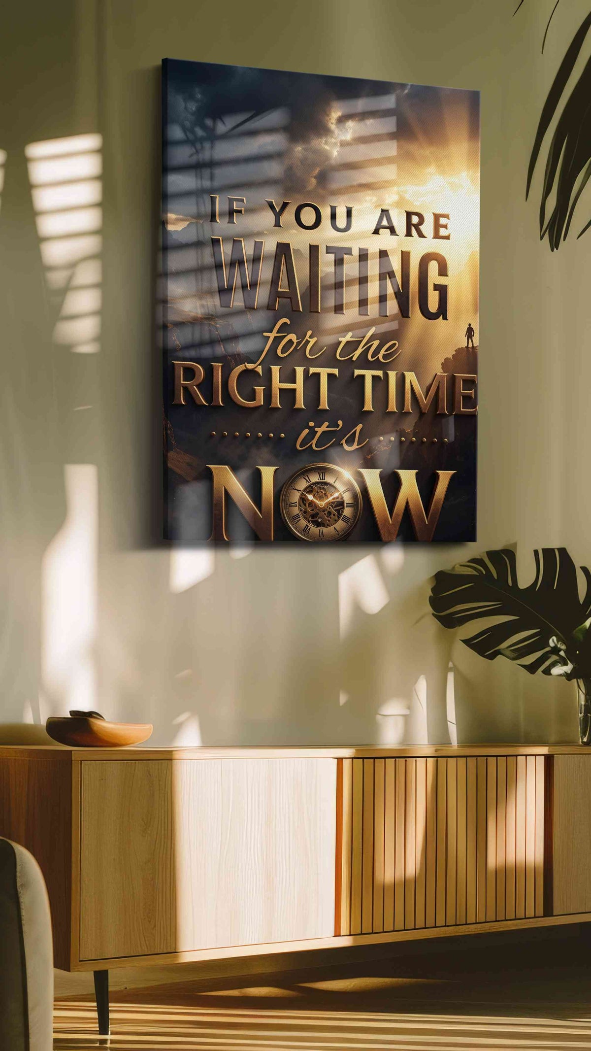 Sunlit Pursuit motivational canvas print in a contemporary interior mockup