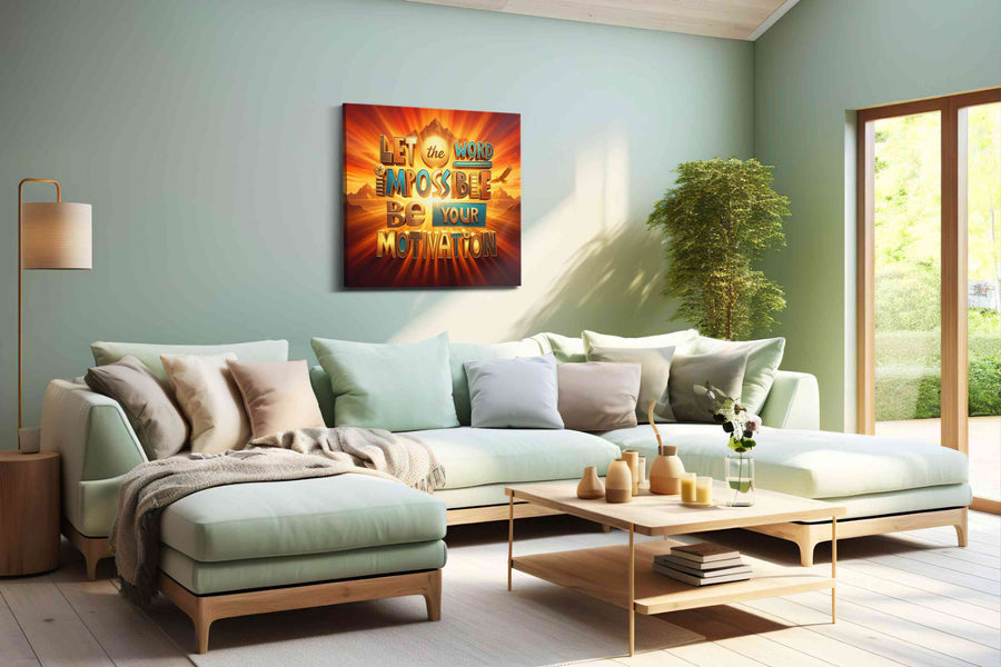 Sunrise of Determination motivational canvas print, hanging on wall
