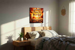 Sunset Affirmation motivational canvas print, displayed in a bedroom