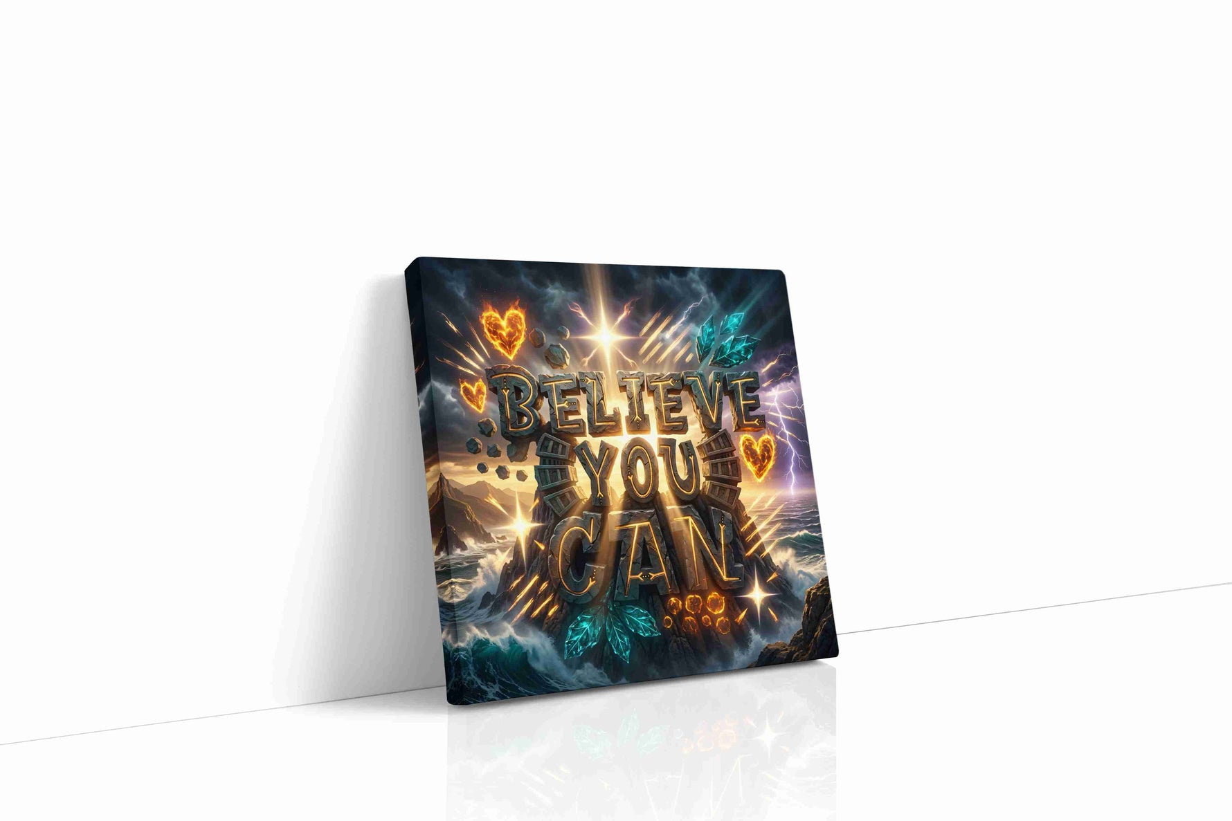 Triumphant Horizons motivational canvas print gallery-wrapped square canvas studio shot