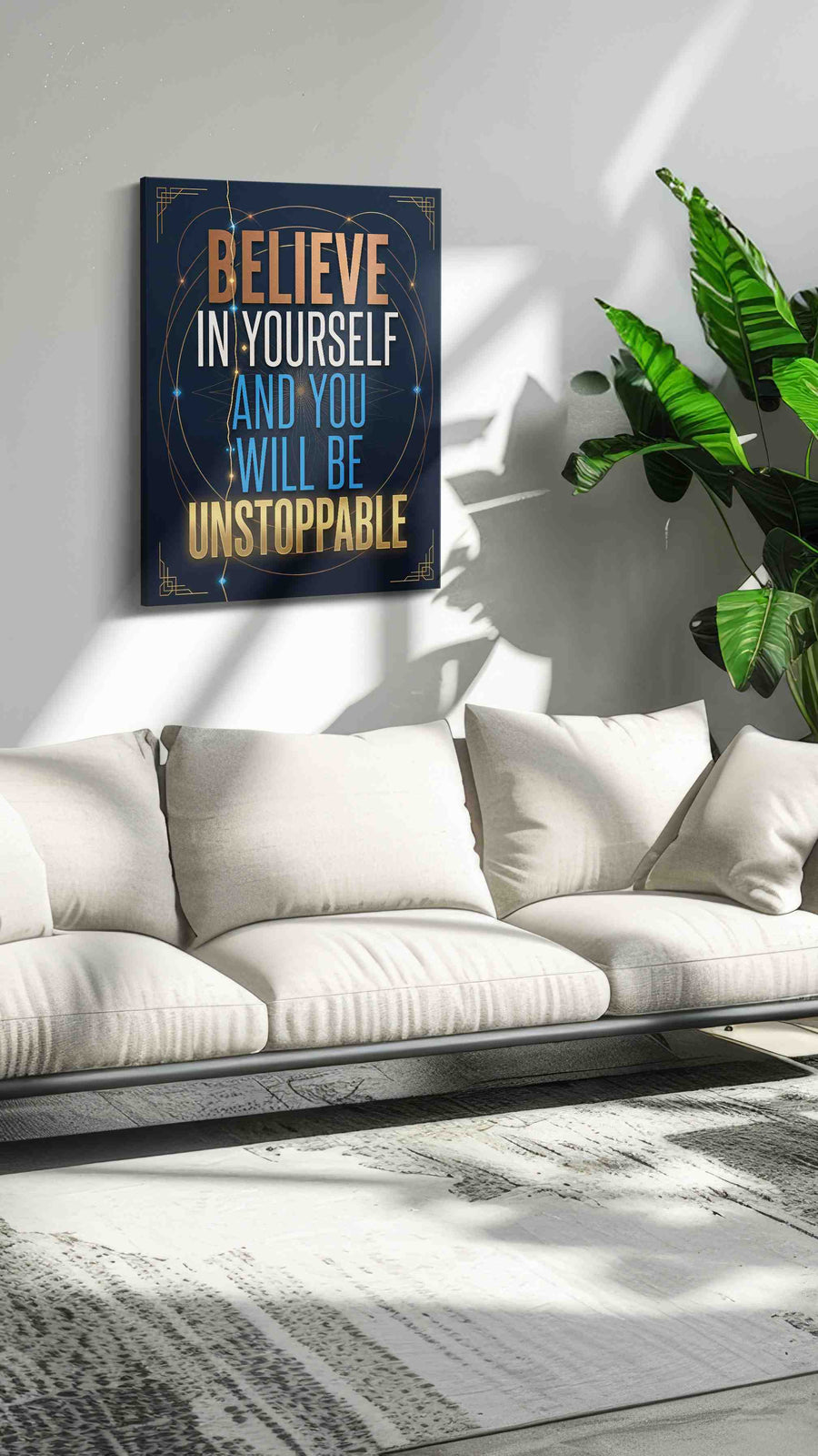 Unstoppable Ambition motivational canvas print, on wall, lifestyle preview