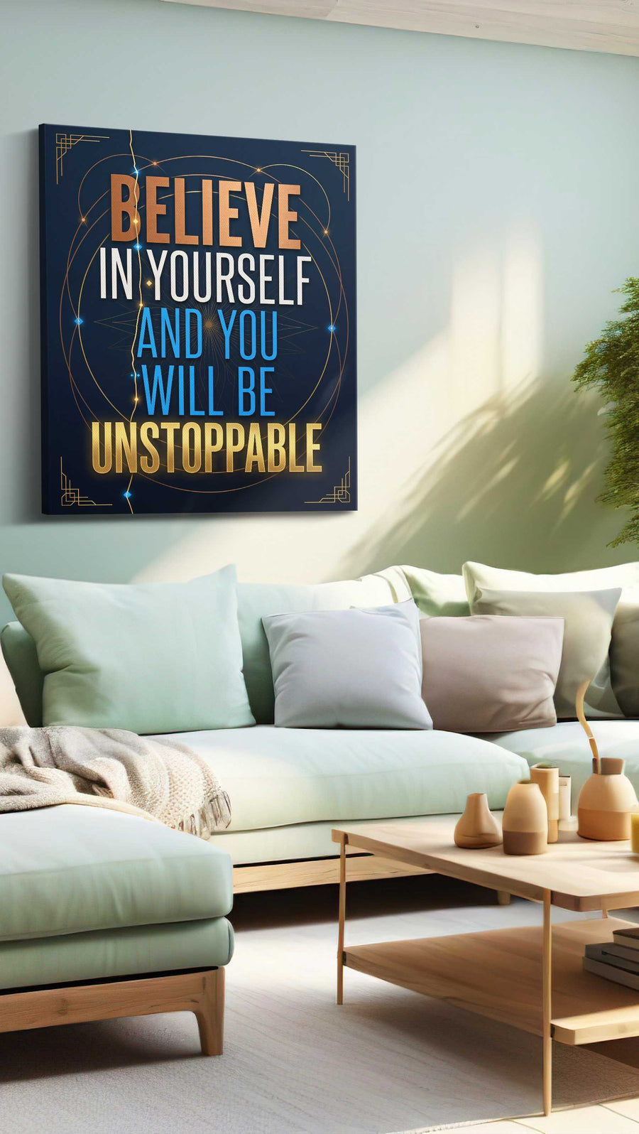 Unstoppable Ambition motivational canvas print, hanging on wall