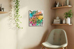 Vibrant Positivity Splash motivational canvas print, displayed in a living room