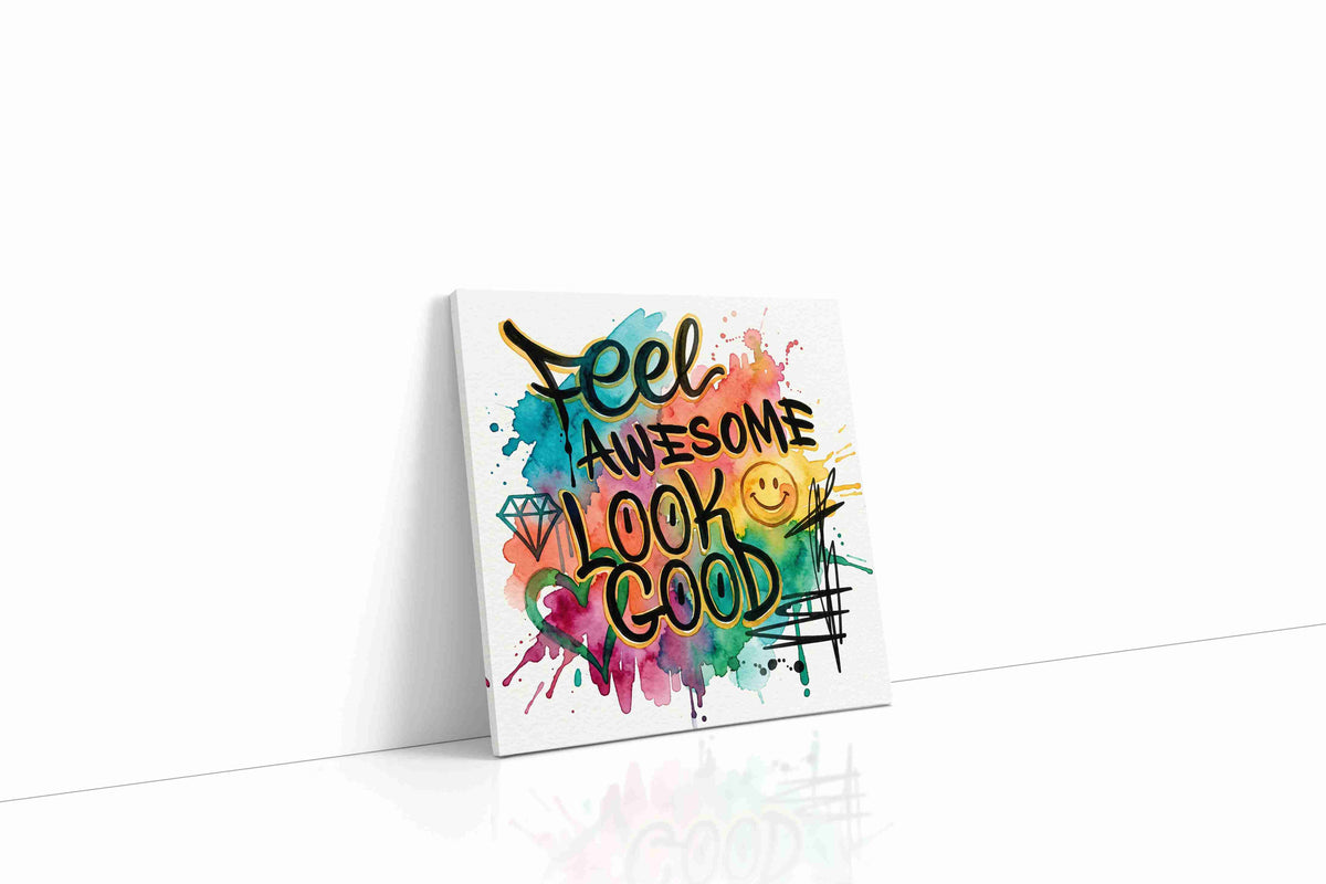 Vibrant Positivity Splash motivational canvas print gallery-wrapped square canvas studio shot