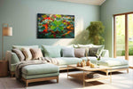 Dew-Kissed Clover Symphony leaves canvas print, hanging on wall
