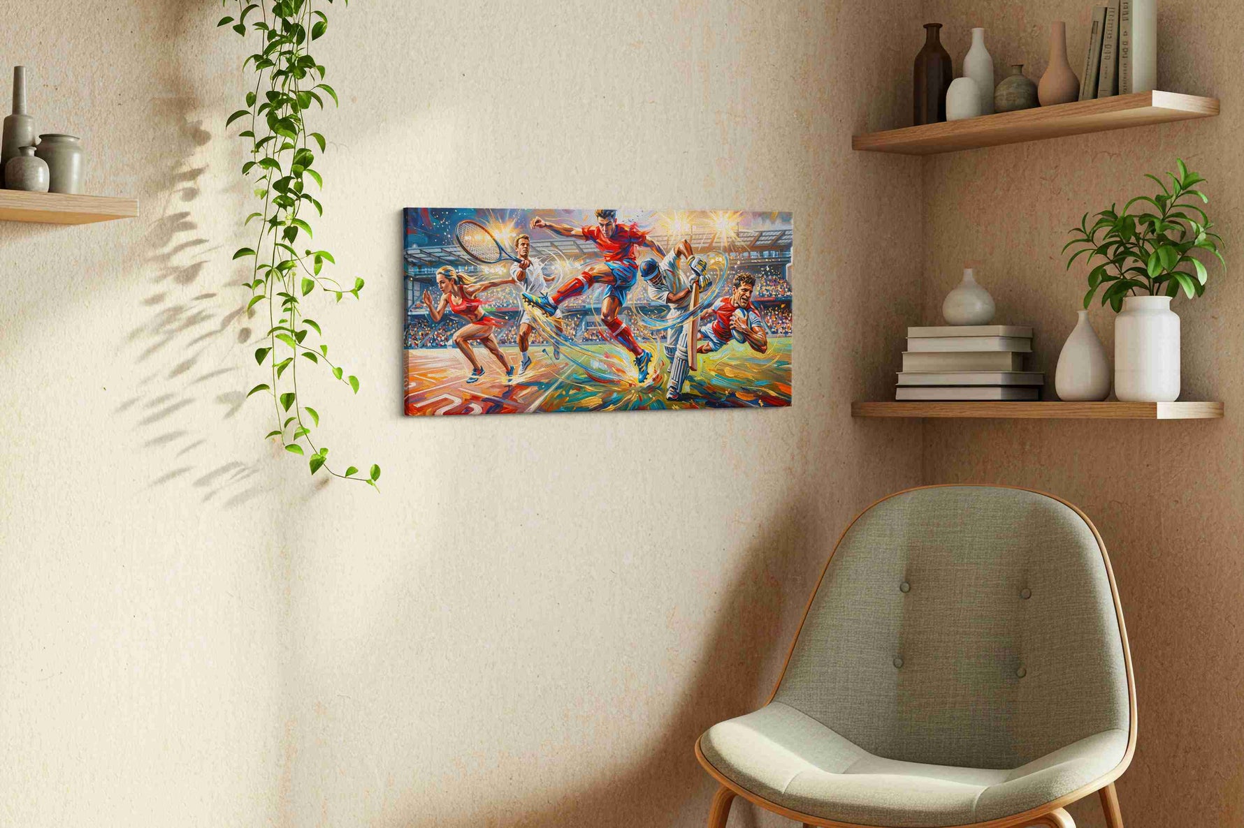 Euphoria of Athletic Legends sports canvas print, hanging on wall