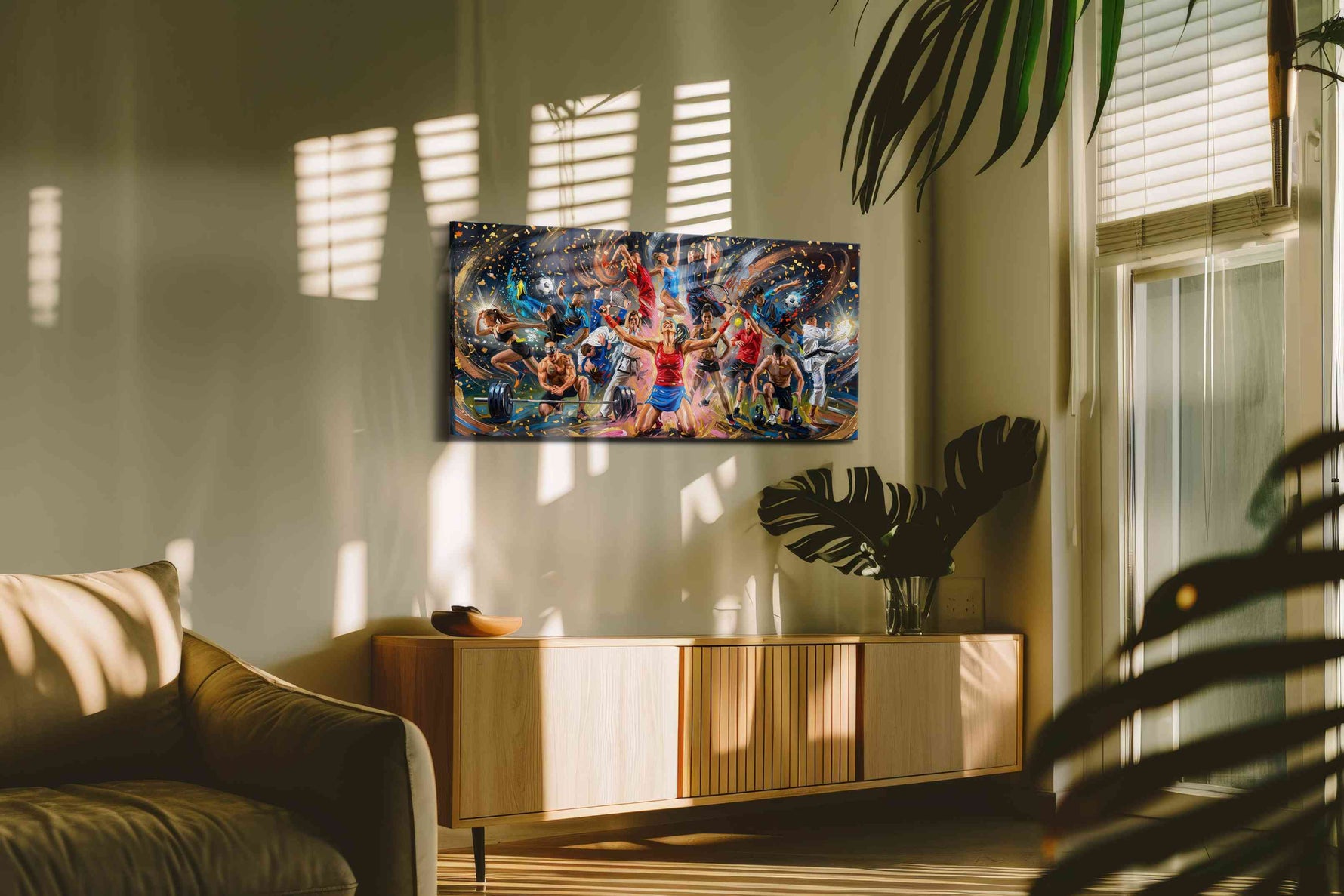 Euphoria of Champions sports canvas print in a contemporary interior mockup