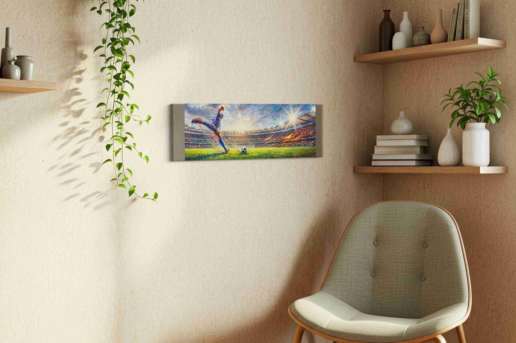 Euphoria of the Winning Goal sports canvas print, hanging on wall — view 2