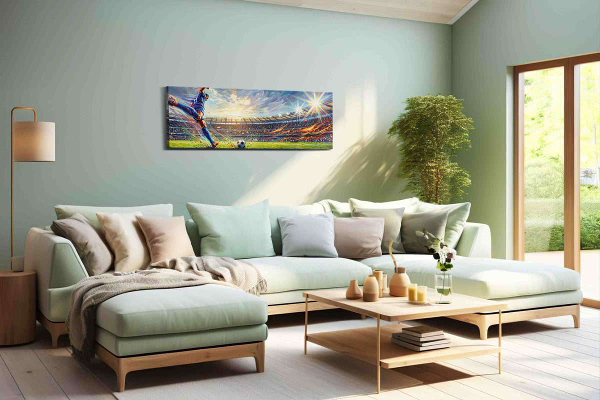 Euphoria of the Winning Goal sports canvas print, hanging on wall