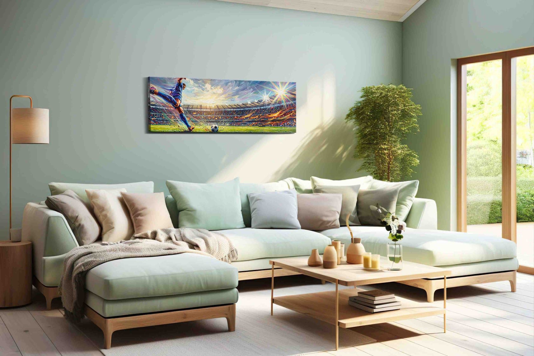 Euphoria of the Winning Goal sports canvas print, hanging on wall