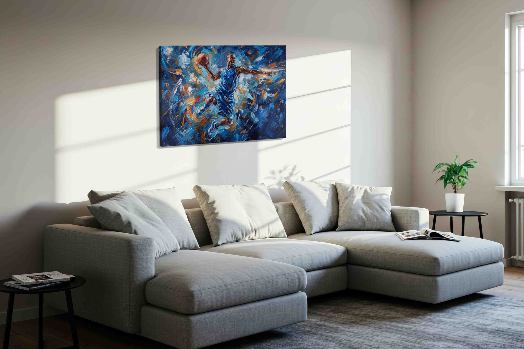 Euphoric Slam sports canvas print in a living room scene